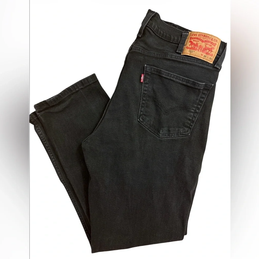 Levi's Men's Slim Straight Jeans in Black - Picture 1 of 13